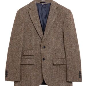 Elegant Brown Herringbone Blazer for Men